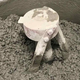 A concrete mixer filled with a mix of cement and rubber tire aggregate.